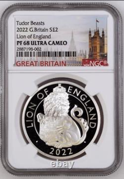 2022 UK £2 1oz Silver Tudor Beasts LION OF ENGLAND NGC PF68 UC coin #2/10