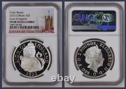 2022 UK £2 1oz Silver Tudor Beasts LION OF ENGLAND NGC PF68 UC coin #2/10