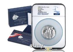 2022 US Navy 2.5 Ounce Silver Medal NGC MS70 First Releases with OGP