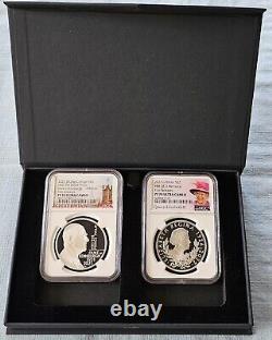 2022 Uk Hm Qeii & Hrh Prince Philip Memorial (2) Coin Set Pf70 Uc First Releases
