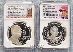 2022 Uk Hm Qeii & Hrh Prince Philip Memorial (2) Coin Set Pf70 Uc First Releases