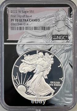 2022 W American Silver Eagle Proof $1 NGC PF70 FIRST DAY OF ISSUE Dual Core