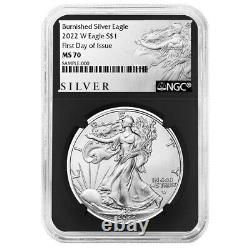 2022-W Burnished $1 American Silver Eagle NGC MS70 FDI ALS Label Retro Core