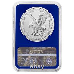 2022-W Burnished $1 American Silver Eagle NGC MS70 FDI First Label Blue Core