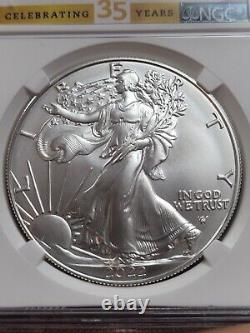 2022 W Burnished $1 Silver Eagle NGC MS70 BROWN LABEL! %%
