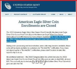 2022 W Proof Silver Eagle, Ngc Pf69uc Fdoi, Als Label, In Hand