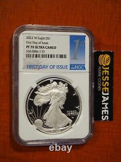 2022 W Proof Silver Eagle Ngc Pf70 Ultra Cameo First Day Of Issue Fdi 1st Label