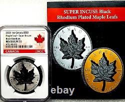 2023 1 Oz Canada Super Incuse Maple Leaf Black Rhodium Ngc Pf 70 Rev Proof