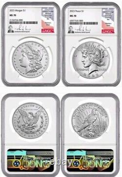 2023 $1 PEACE & MORGAN DOLLARS NGC MS70 (2) COIN SET THOMAS URAM SIGNED PreSale