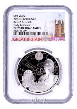 2023 £2 Great Britain 1oz Silver NGC PF70 Star Wars R2-D2 & C-3PO Early Releases