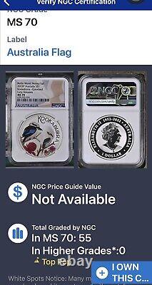 2023 Australia Berlin Kookaburra World Money Fair WMF 1 oz Silver MS70 NGC ER