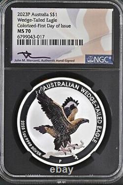 2023 Australia Wedge Tailed Eagle 1 oz Silver 1st Colorized First Day FDOI MS70
