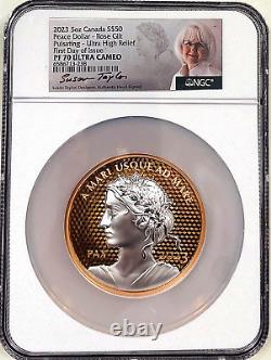 2023 Canada $50 5 Oz PEACE DOLLAR ROSE GILT UHR PULSATING NGC PF70 FDOI