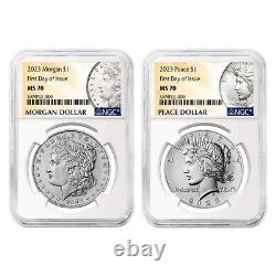 2023 (MS70/PF70) 6-Coin Set $1 Morgan & Peace Silver Dollars FDOI NGC