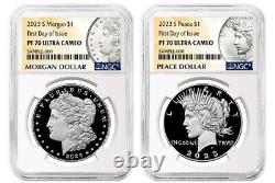 2023 (MS70/PF70) 6-Coin Set $1 Morgan & Peace Silver Dollars FDOI NGC