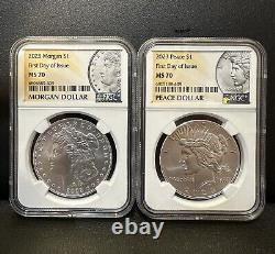 2023 Morgan Dollar & Peace Dollar $1 NGC Graded First Day of Issue Silver Coins