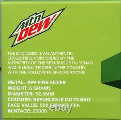 2023 Mountain Dew Bottle Cap. 999 Silver 6g Chad Coin NGC PF70 Mtn Dew JP444