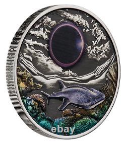 2023 Ningaloo Eclipse 2oz Silver Antiqued Colored Coin NGC MS70 FR