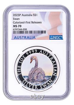 2023-P Australia Swan Colorized Silver NGC MS70 First Releases Includes Box/COA