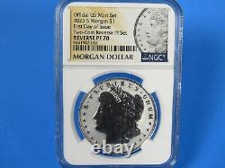 2023 S 2-Coin Set, Morgan/Peace Dollar, Reverse Proof NGC RP 70 FDOI