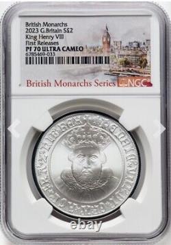 2023 UK BRITISH MONARCHS £2 KING HENRY VIII ENGLAND 1 Oz NGC PF 70 G BRITAIN