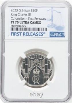 2023 UK KING CHARLES III CORONATION NGC PF70, OFFICIAL BRITAIN 0.999 Silver COIN
