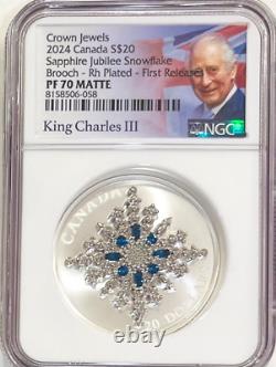 2024 $20 Canada Sapphire Jubilee Snowflake Brooch NGC PF70 MATTE FR