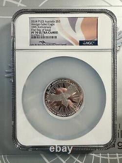 2024 Australia 3 oz Silver Wedge Tailed Eagle Proof FDOI NGC PF70 Mercanti Sig