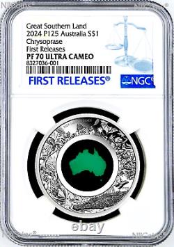 2024 Australia Great Southern Land CHRYSOPRASE 1oz Silver Coin NGC PF70 FR