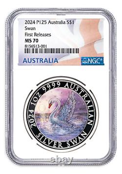 2024 Australia Swan Colorized Silver NGC MS70 First Releases Includes Box/COA