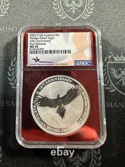 2024 Australia Wedge Tailed Eagle Red Label 1 oz Silver NGC MS70 Mercanti signed