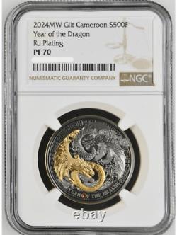 2024 Cameroon Lunar Year of the Dragon 14.14g Silver Ruthenium Coin NGC PF 70
