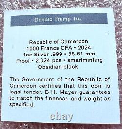 2024 Cameroon Silver Obsidian Donald Trump Ngc Pf70 DC Hr