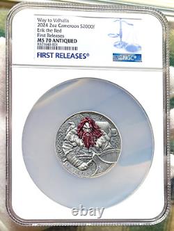 2024 Erik The Red The Way to Valhalla 2oz Silver Antiqued with Color NGC MS70 Anti