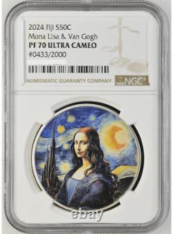 2024 Fiji Mona Lisa x Van Gogh 1oz Silver Colorized Coin NGC PF 70 UCAM