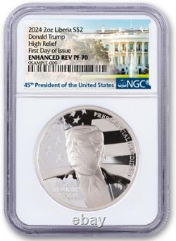 2024 Liberia Donald Trump HR Reverse Proof 2 oz Silver Coin NGC PF 70 UCAM FDI