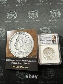 2024 NPF 1oz Silver Super Incuse Indian Head Double Eagle NGC SP70 FDOI Mercanti