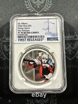 2024 Niue 1 oz Silver DC Villians Harley Quinn NGC PF70 Ultra Cameo 1st Release