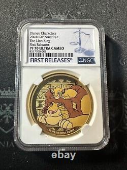 2024 Niue 1 oz Silver Proof Disney The Lion King NGC PF70 UC 1st Release Gilded