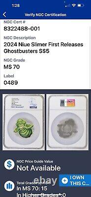 2024 Niue $5 Ghostbusters Slimer Shaped 2 oz Silver Coin NGC MS70 with OGP & COA