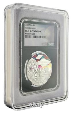 2024 Niue Alien Encounter 1 oz Silver Coin NGC PF 70 Galaxy Label 90 Mintage