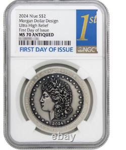 2024 Niue Morgan Dollar UHR Dual Finish 1 oz Silver Coin NGC MS 70 FDI