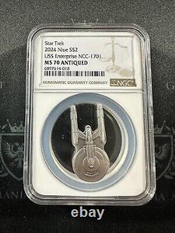 2024 Niue Star Trek USS Enterprise NCC-1701 NGC MS70 Antiqued 1 oz silver