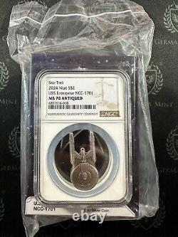 2024 Niue Star Trek USS Enterprise NCC-1701 NGC MS70 Antiqued 1 oz silver