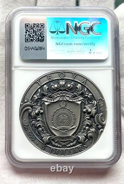 2024 Niue Troya 2 oz Silver Antiqued with Gold Gild & Color NGC MS70 Antiqued FR