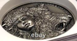 2024 St. Helena £2 UNA AND THE LION 2 Oz UHR Silver NGC MS70 ANTIQUED FR POP 8