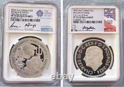 2024 UK S5£ 2oz BRITANNIA & LIBERTY NGC PF70 FDOI (2) LABELS (3) SIGNATURES