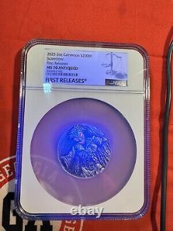 2025 Cameroon 2 oz Silver Antiqued NGC MS 70 Scarecrow 1st Release Glow in Dark