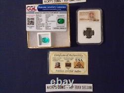3 Pc. Lot -1400 Year Old Coin-ngc, Gold, Emerald Sale- Greatly Reduced Estate
