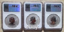 3 Pieces NGC MS70 2024 Australia Lunar Year Series 1oz Silver Coins Dragon